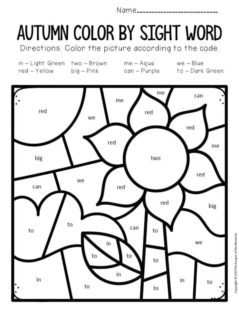 Color By Sight Word Free Printable