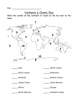 Continents Oceans Quiz By Pickled Teacher 22 TpT