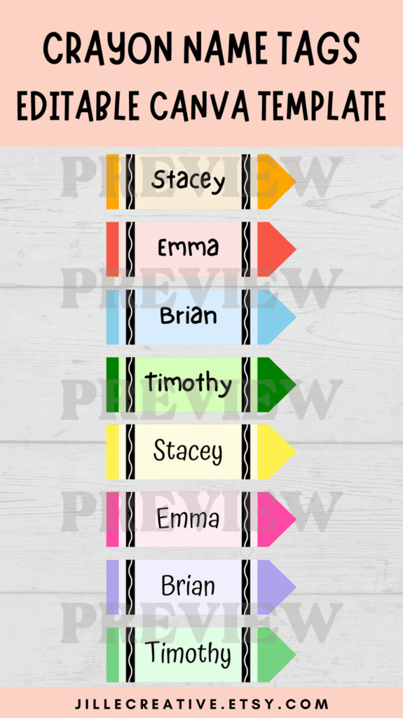 Crayon Name Tags Template Crayon Name Tags Printable Crayon Desk 