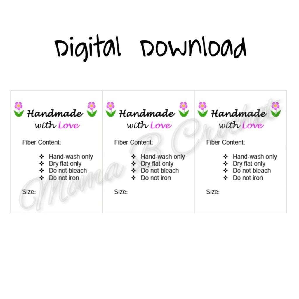 Crochet Care Instructions Printable Knit Care Instructions Etsy