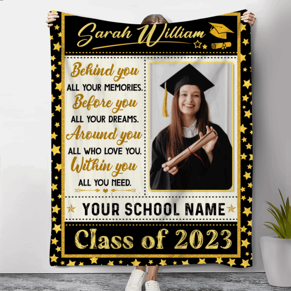 Customized Behind You All Your Memories Blanket University Graduation 