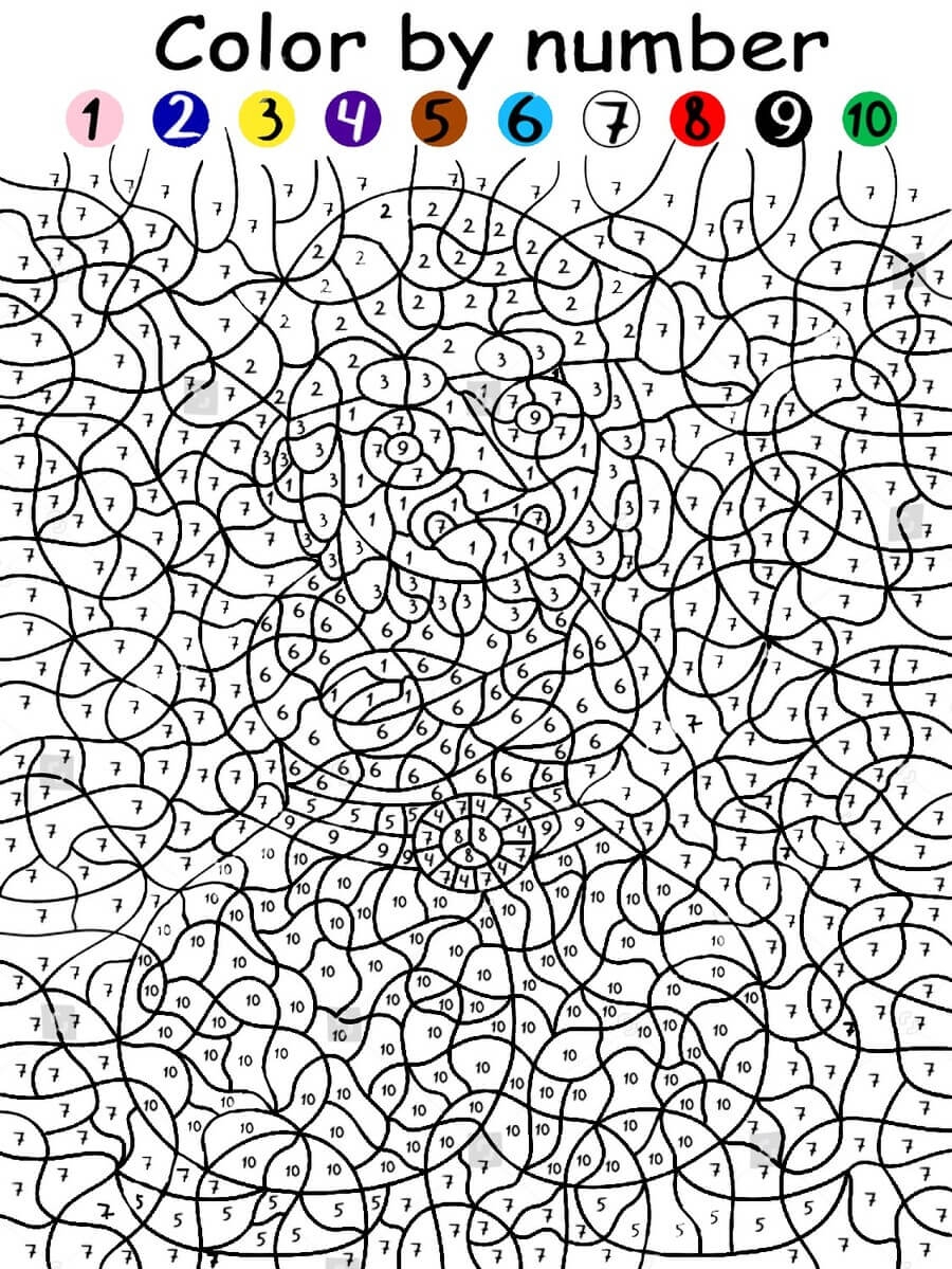 Cute Monkey Color By Number Free Printable Coloring Pages 57 OFF