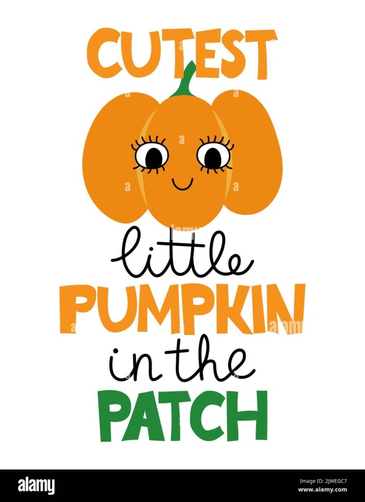 Cutest Little Pumpkin In The Patch Hand Drawn Pretty Pumpkin With 