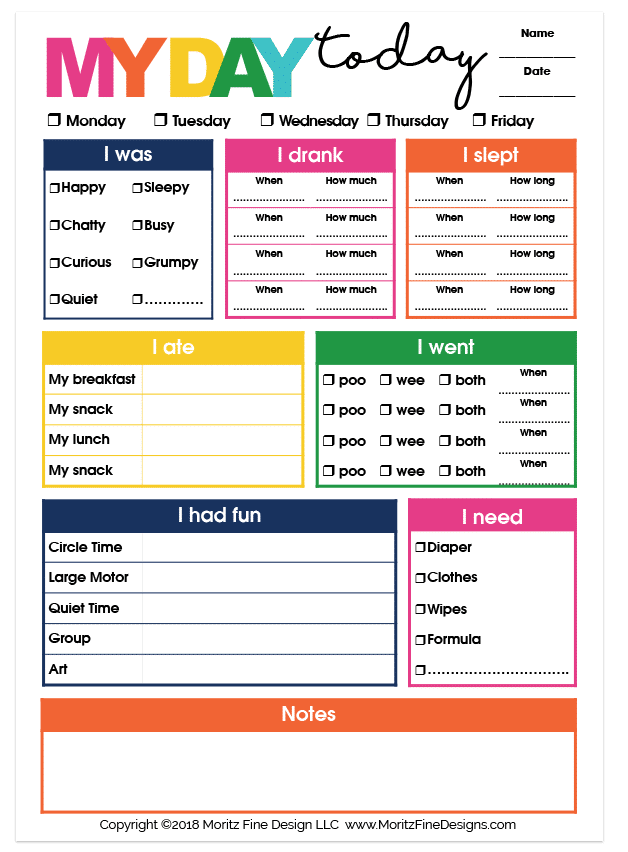 Daycare Printable Forms Printable Forms Free Online