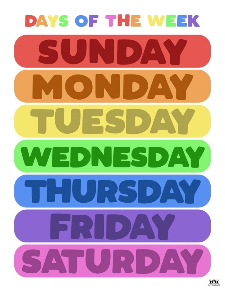 Days Of The Week Printables Pdf Free