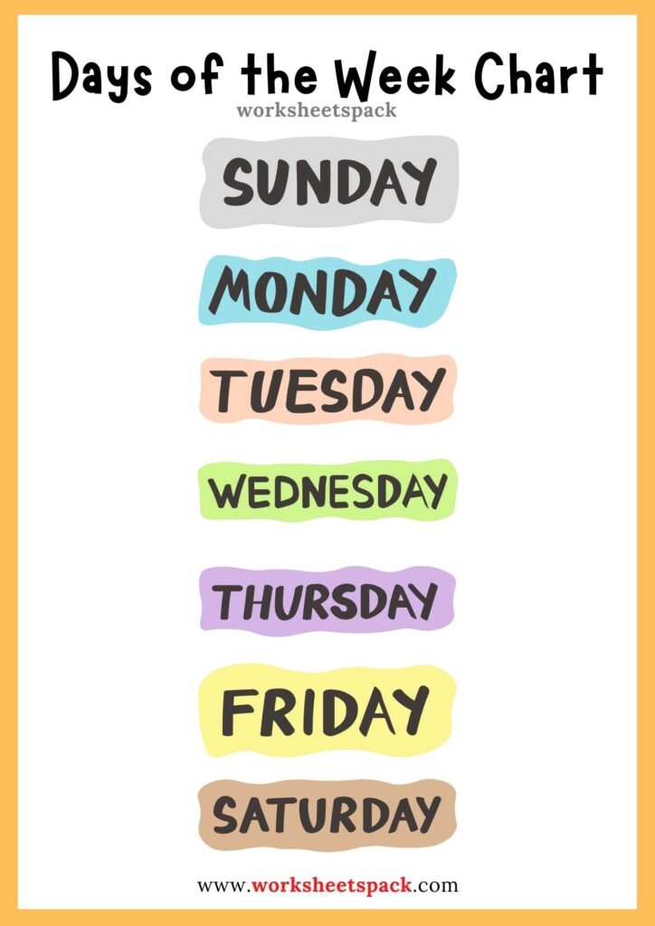 Days Of The Week Printables Pdf Free