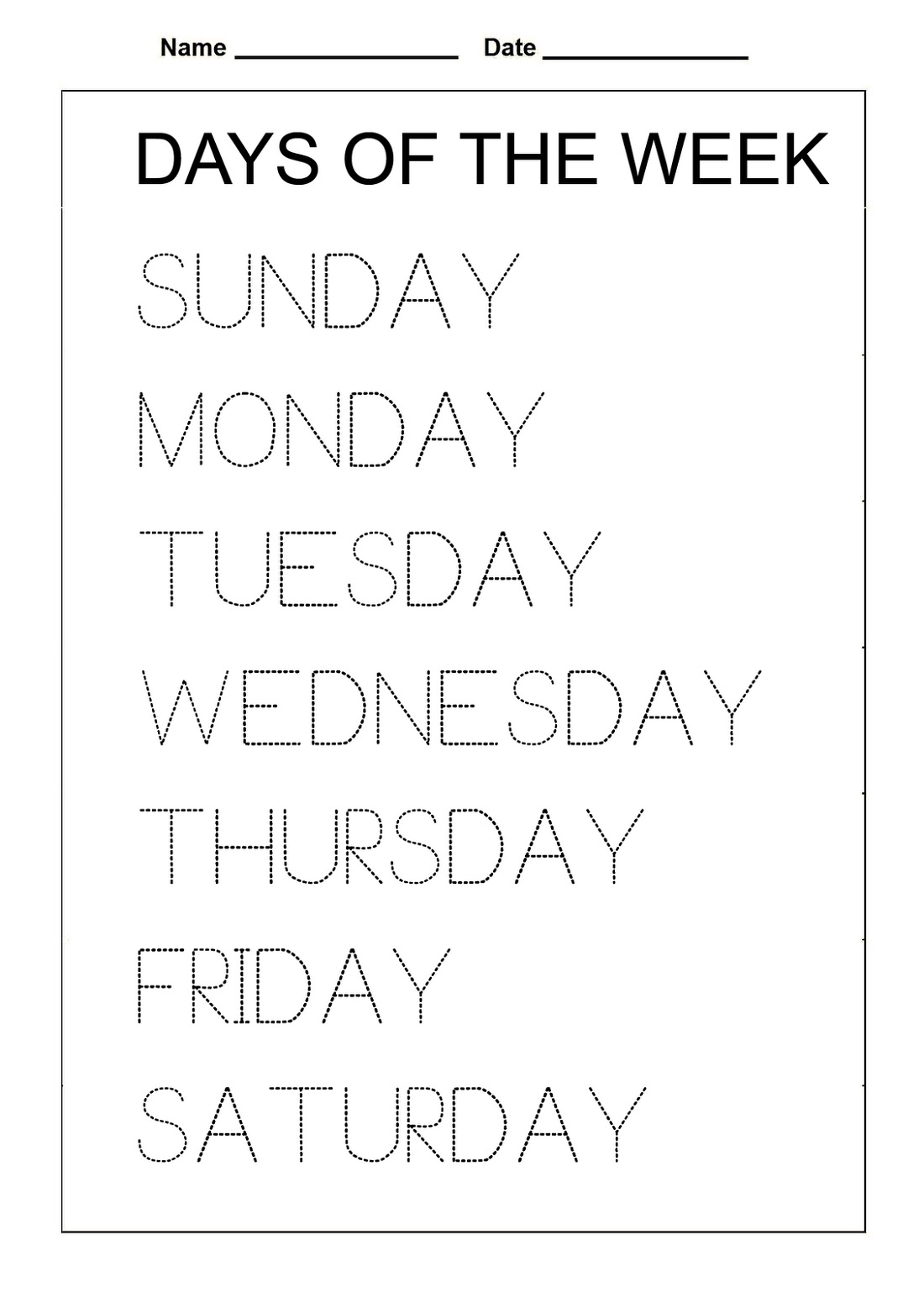 Days Of The Week Worksheets Free Printable Worksheets Worksheetfun