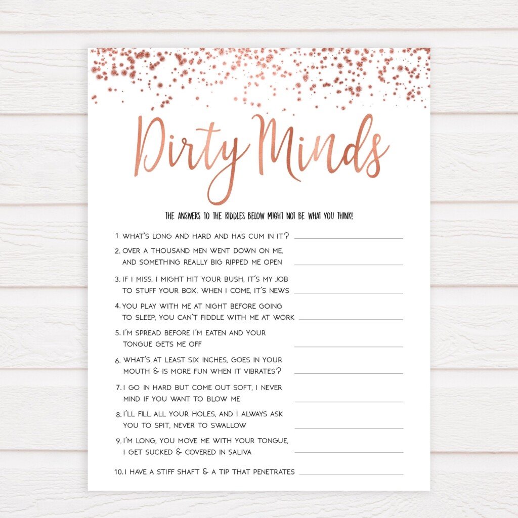 Dirty Minds Game Printable Answers