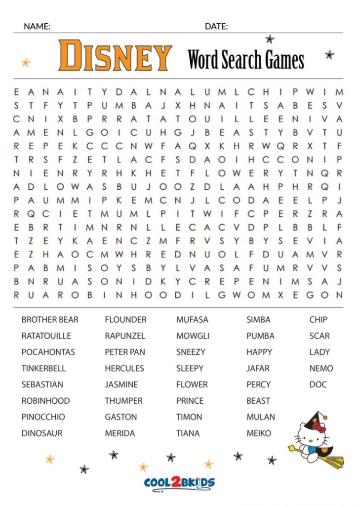 Disney Movie Word Search Printable Word Search Maker