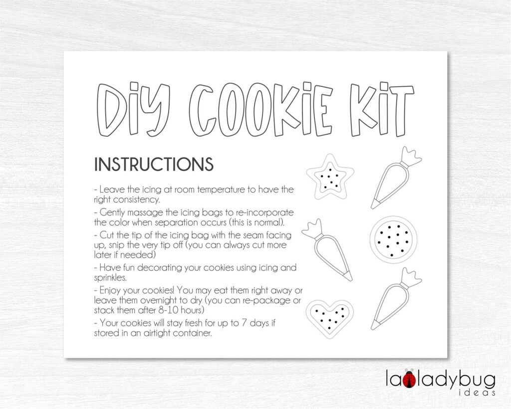 DIY Cookie Kit Instructions Printable Card Printable Instructions Card 