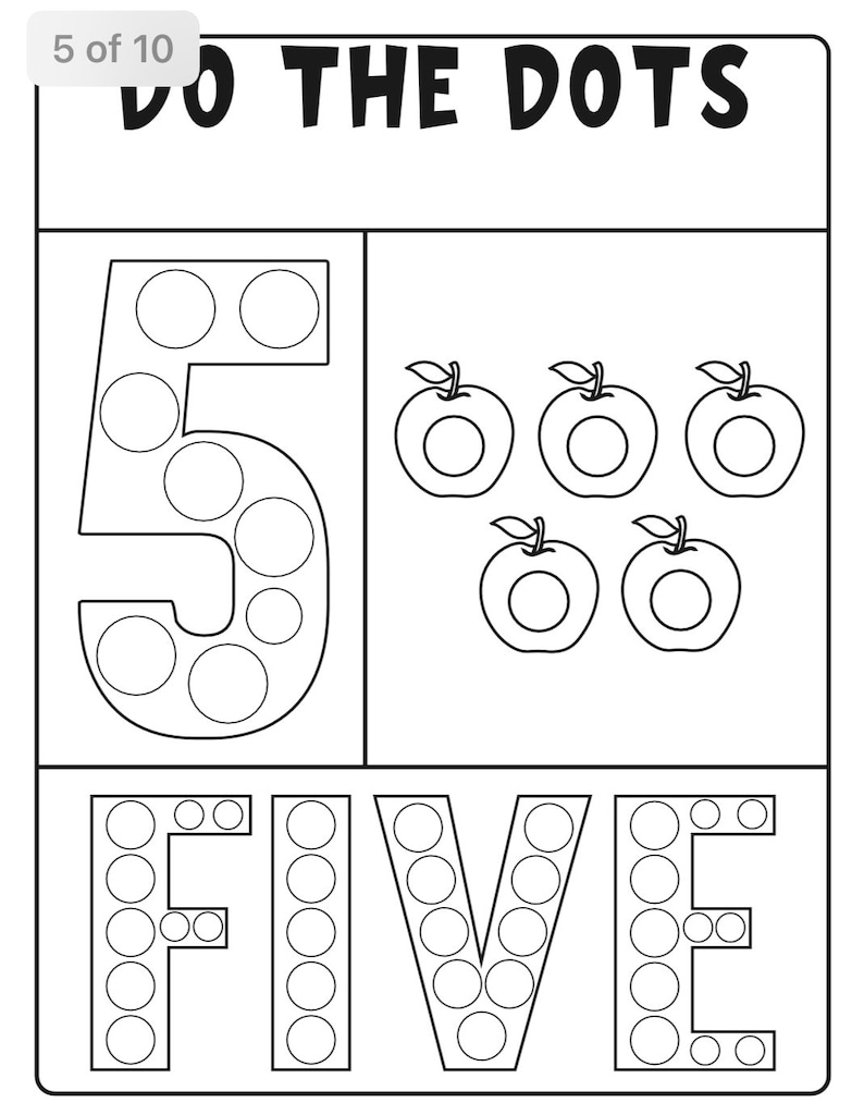 Dot Marker Number Activity Pages Etsy
