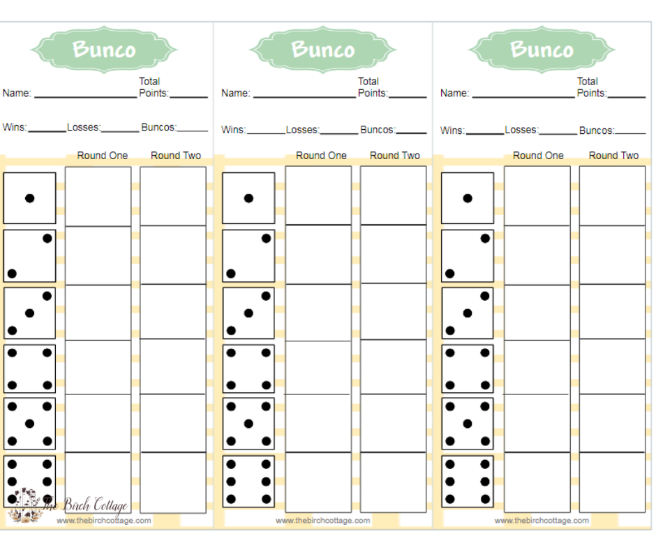 Downloadable Free Printable Bunco Score Sheets Pdf Printable Templates
