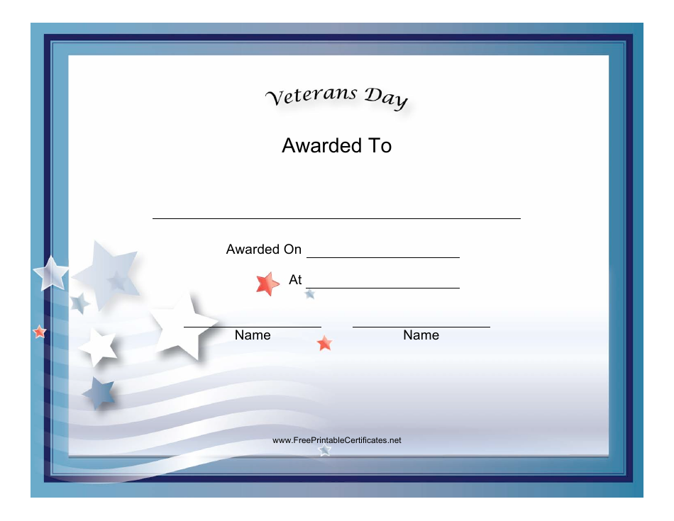 Downloadable Sample Veterans Day Certificates Free Printables 