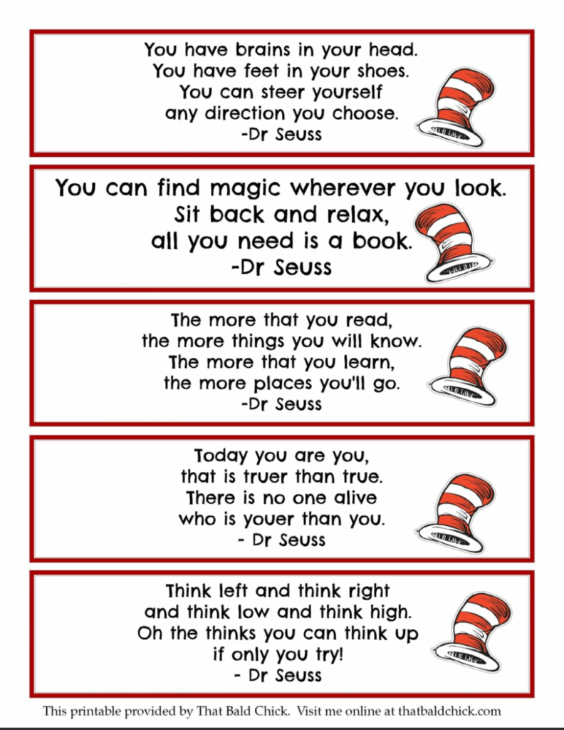 Dr Seuss Free Printable Bookmarks Printable New Year Banners