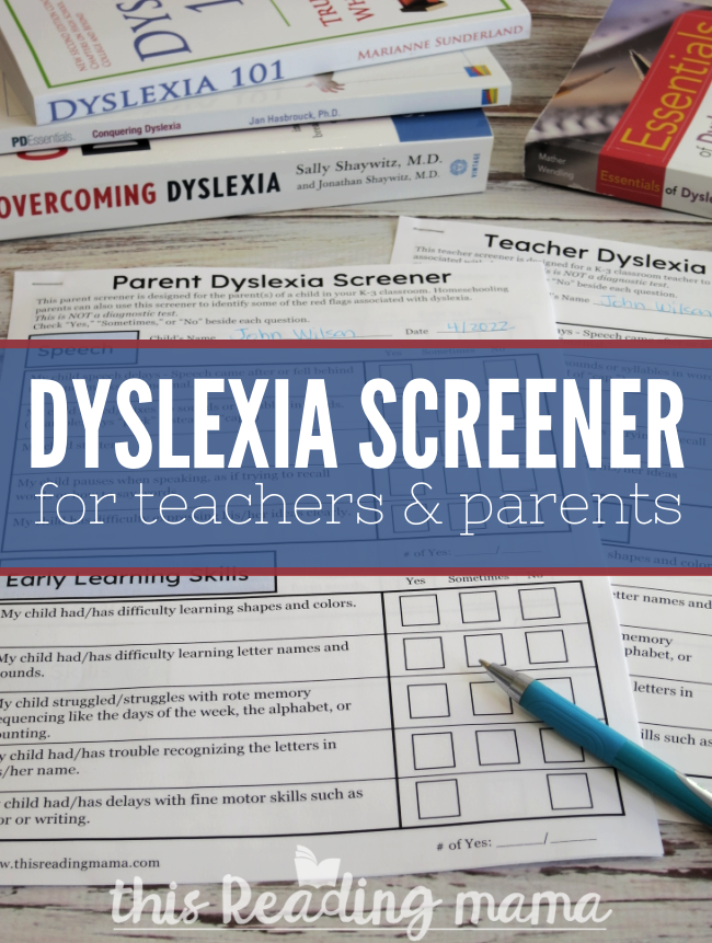 Dyslexia Screener for Teachers And Parents This Reading Mama