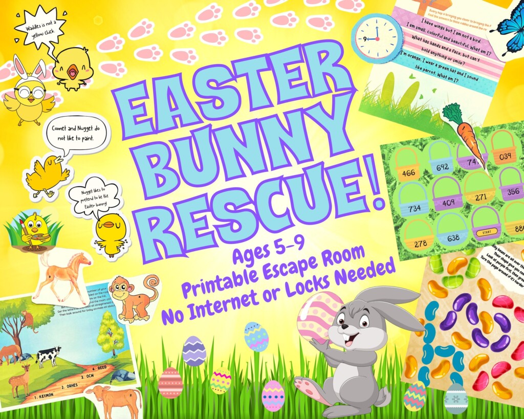 Easter Bunny Rescue Escape Room Game Printable Party Adventure Game 