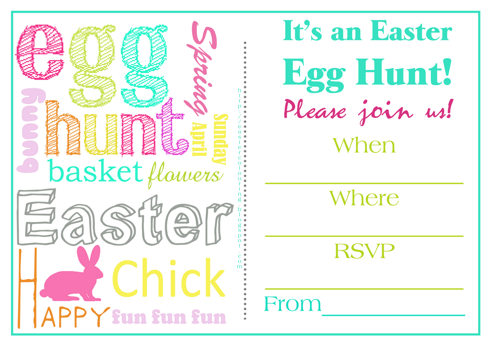 Easter Egg Hunt Invitations Free Printable