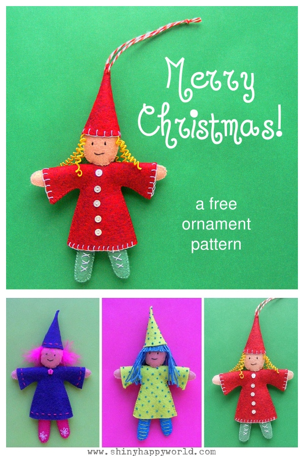 Elf Christmas Ornament Free Sewing Pattern
