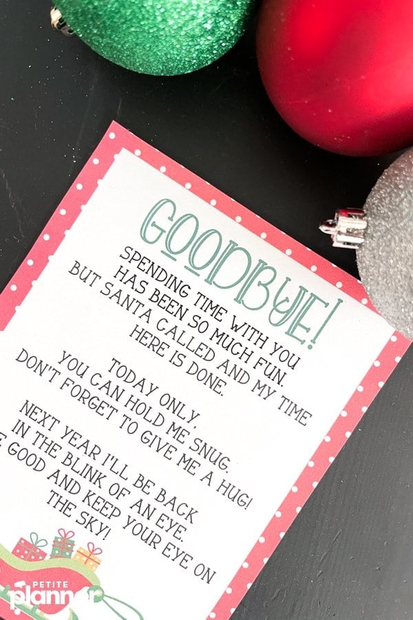 Elf Farewell Letter Free Printable