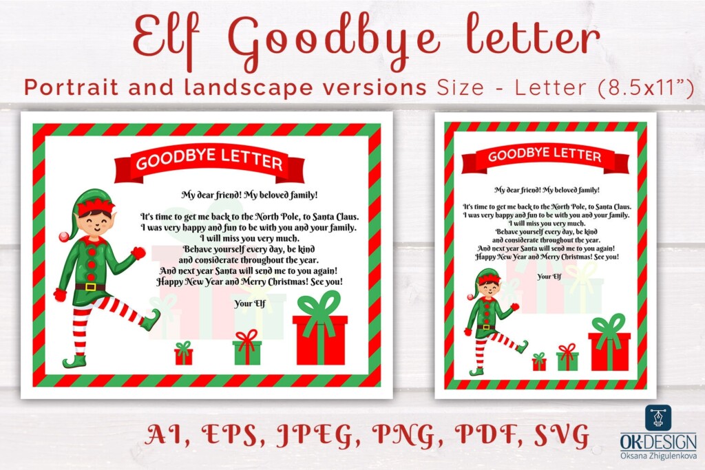 Elf Letter SVG Elf Goodbye Letter Printable EPS PDF PNG Files By 