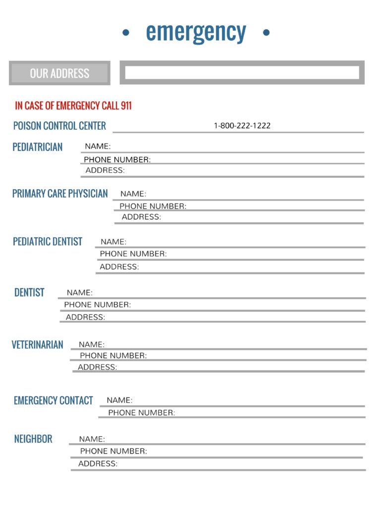 Emergency Numbers Printable Emergency Contact Phone Numbers And A 