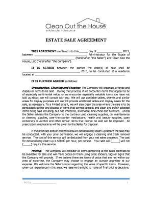 Estate Sale Contract Fill Online Printable Fillable Blank PdfFiller
