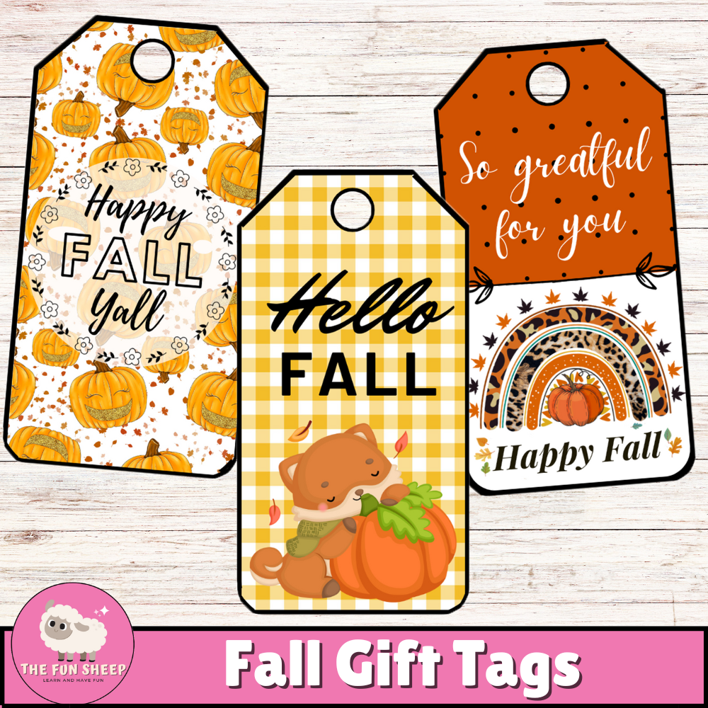Fall Gift Tags Autumn Printable Teacher Student Gift Tags Pumpkins 