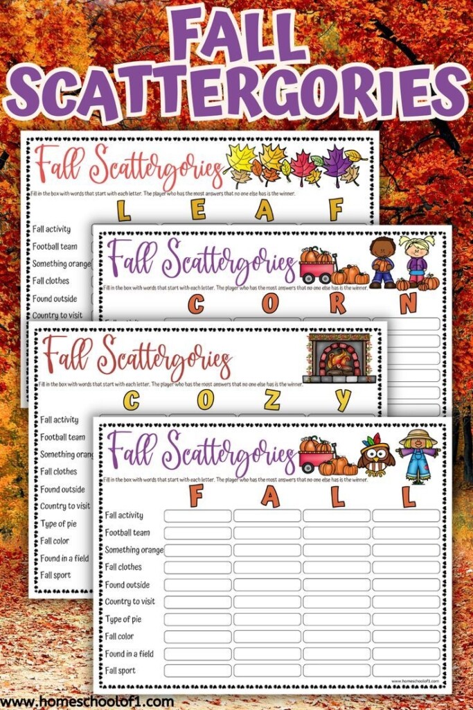 Fall Scattergories Free Printable Boards Word Games For Kids 
