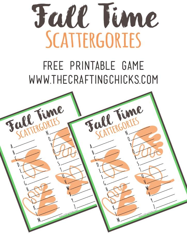 Fall Scattergories Game Free Printable