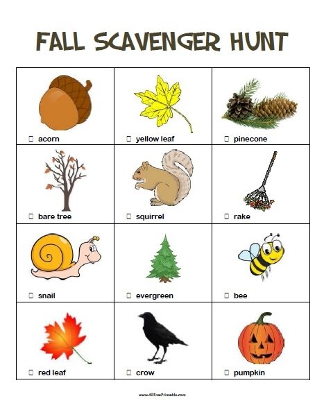 Fall Scavenger Hunt Free Printable