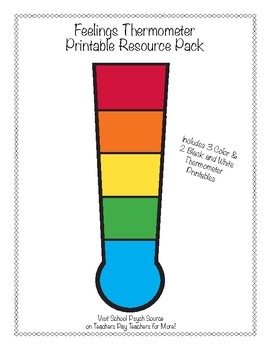 Feelings Thermometer Printable Resource Pack By School Psych Source