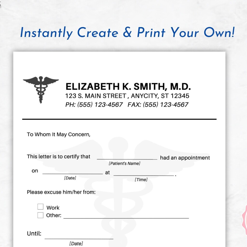 Fillable Doctors Note Doctor Excuse Note Template Custom Drs Notepad 