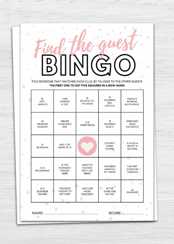 Find The Guest Bingo Printable Bridal Shower Game