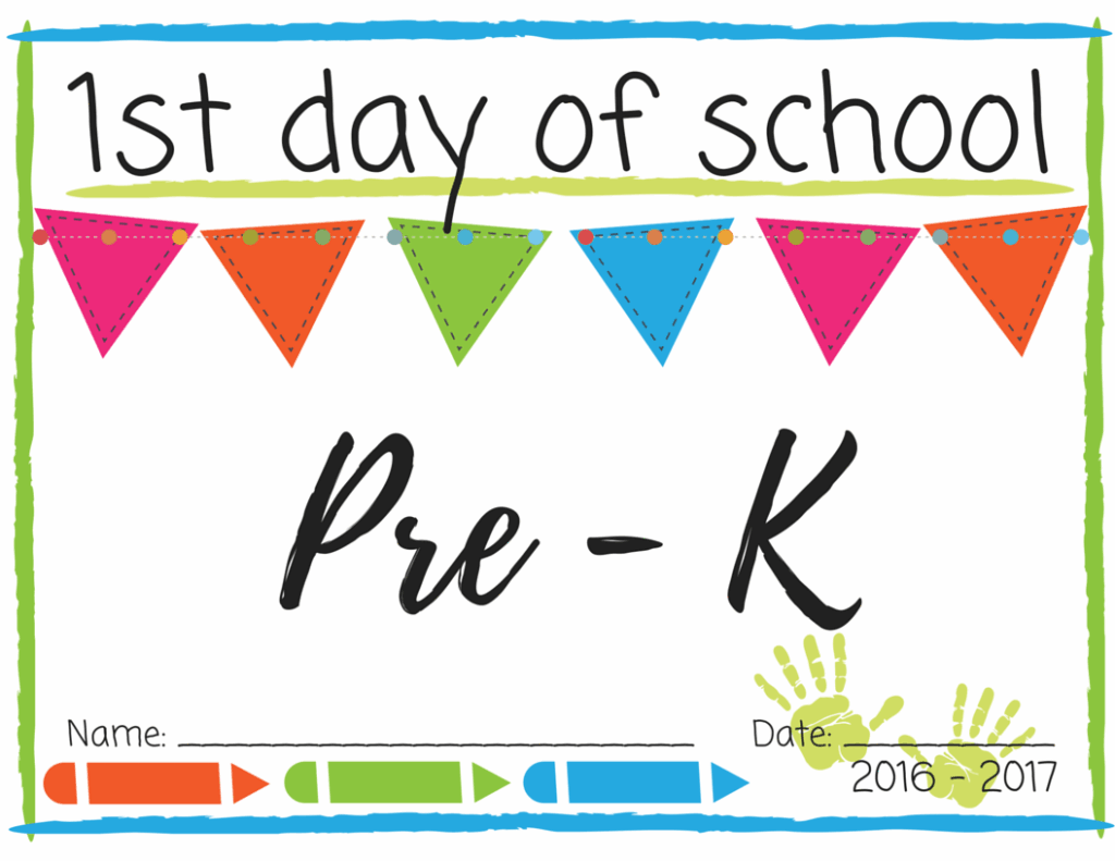 First Day Of Pre K Sign Free Printable