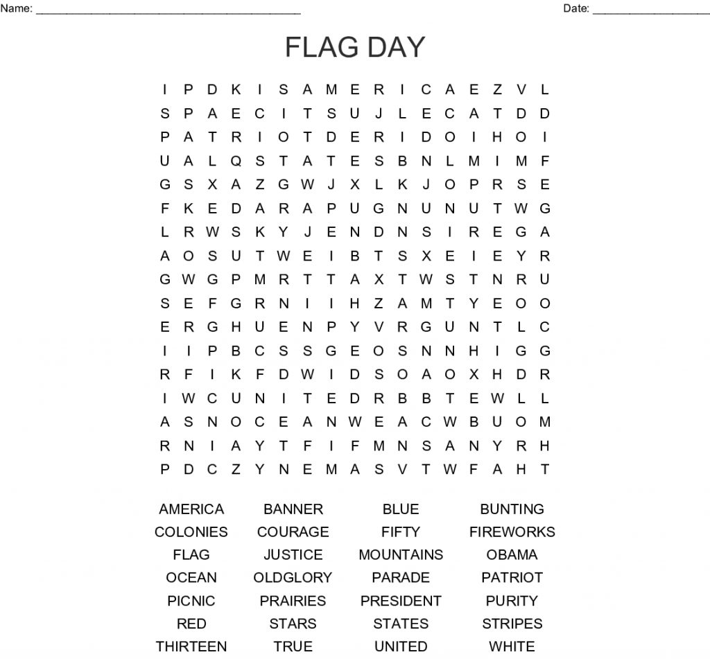 Flag Day Word Search Wordmint Word Search Printable