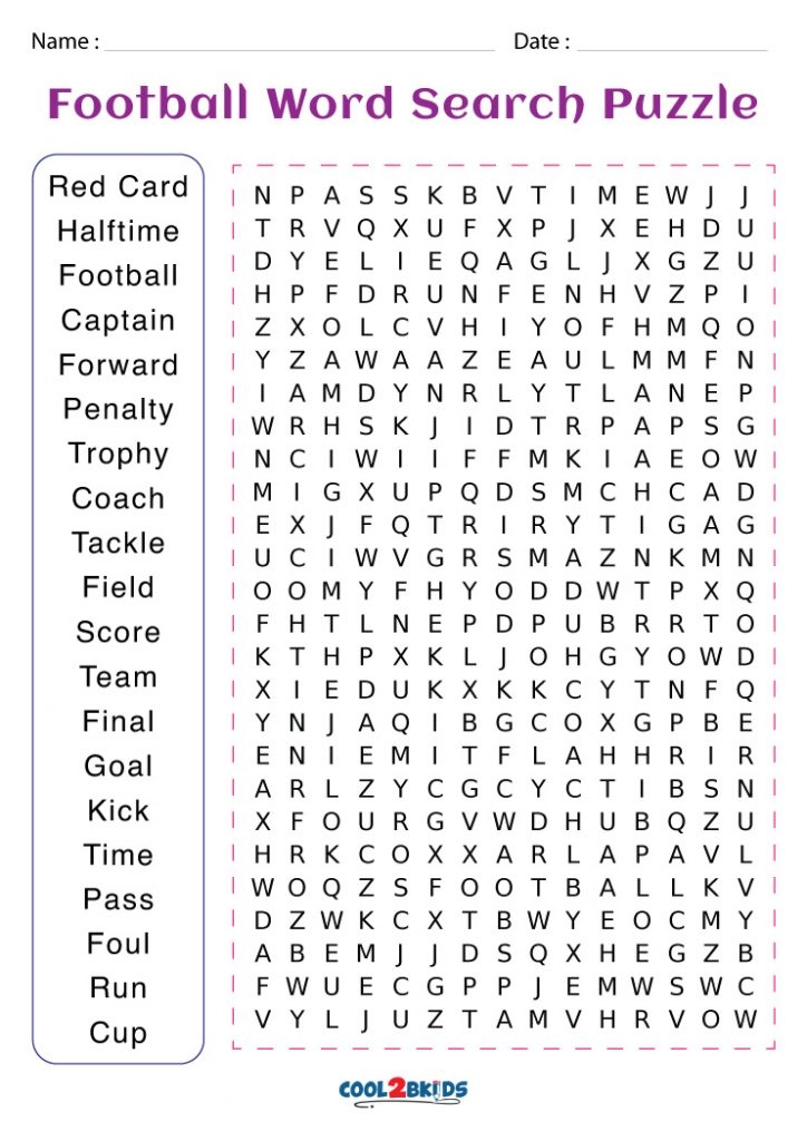 Football Word Search Puzzle Free Printable Football Word Search The 