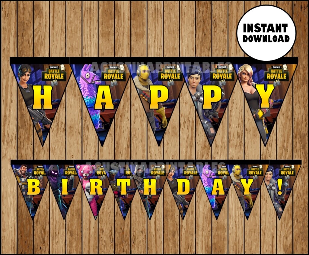 FORTNITE Banner Printable FORTNITE Triangle Banner FORTNITE Birthday 