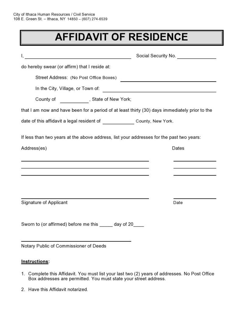Free Affidavit Of Residency Form Printableaffidavitform The Best Porn 
