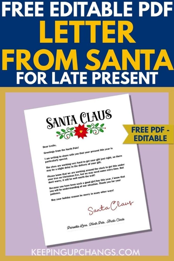 Free Apology Letter From Santa For Late Gift Present Printable In PDF 