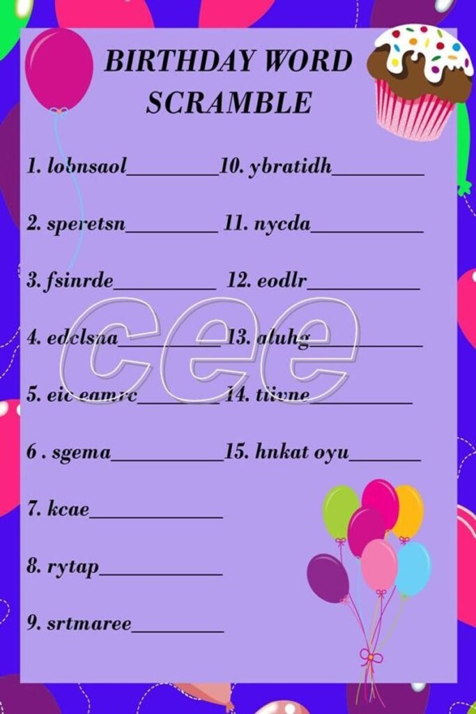 Free Birthday Games Printables Printable Calendars AT A GLANCE