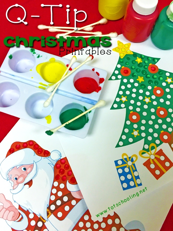FREE Christmas Q tip Painting Printables