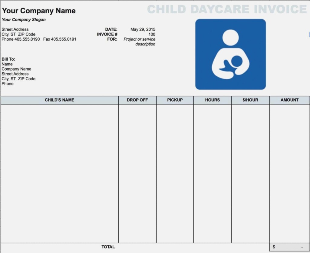 Free Daycare Child Invoice Template Excel Pdf Word The 