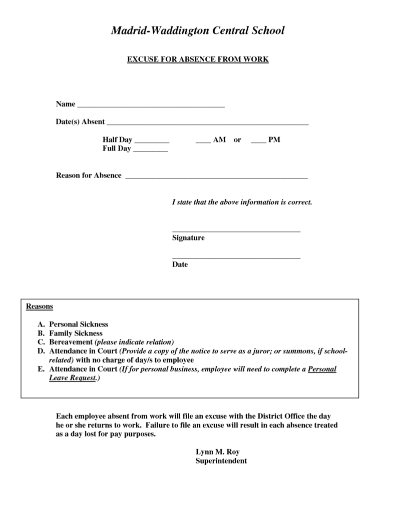 Free Doctors Note Template Free Medical Excuse Forms Pdf On 