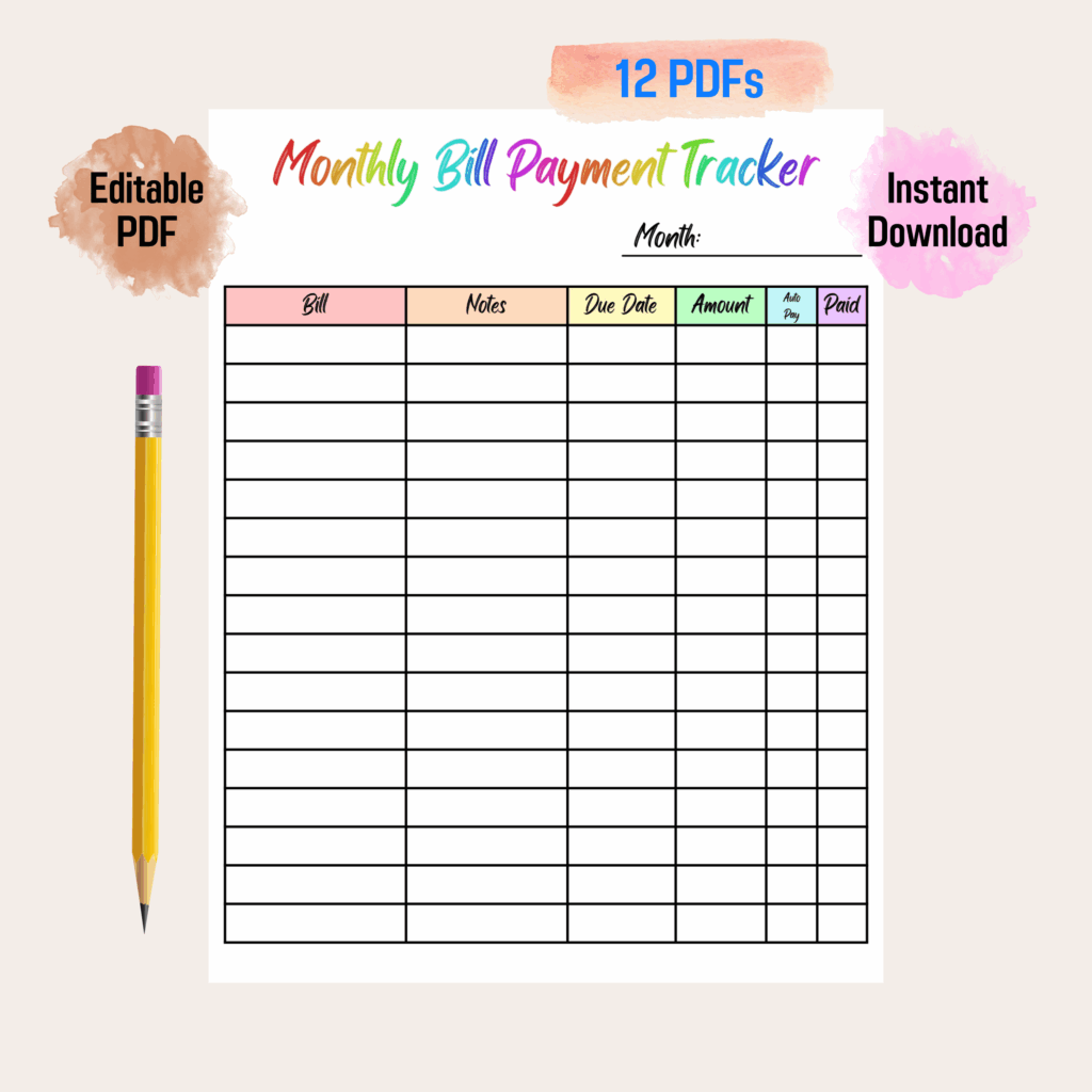 Free Free Printable Monthly Bill Organizer Download Free Free 