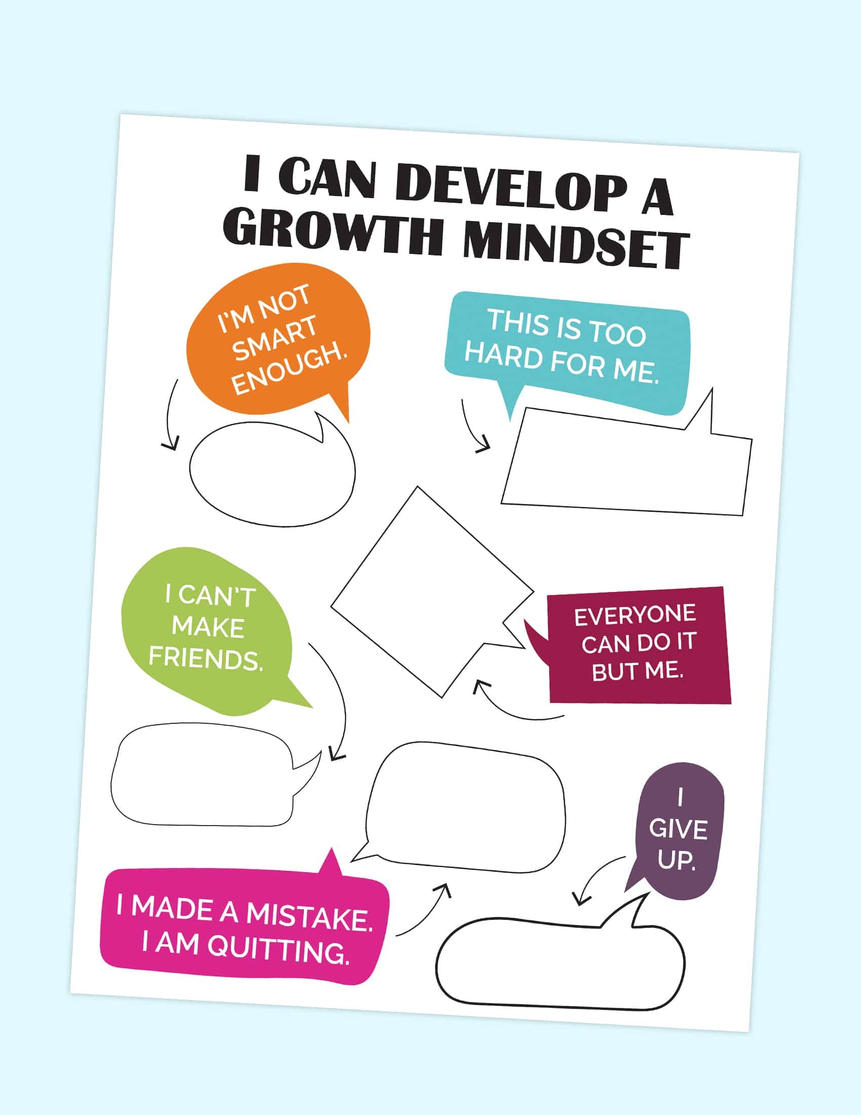 Free Growth Mindset Printables Free Printable Freebie Growth Mindset