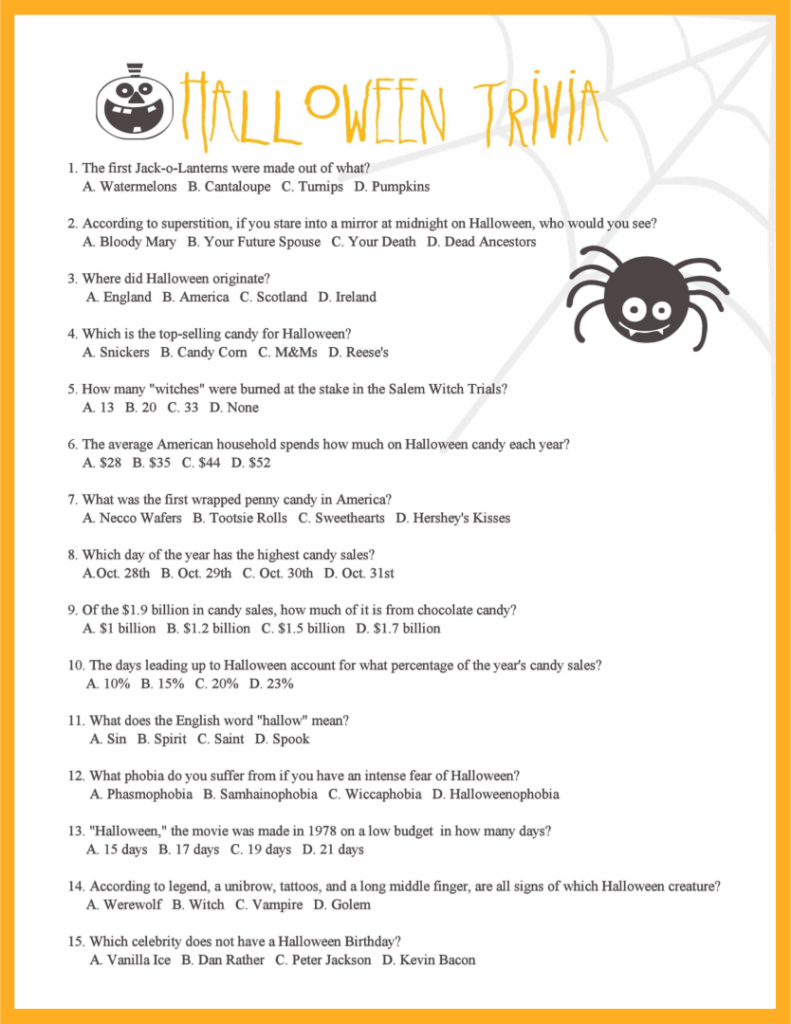 Free Halloween Trivia Printables 2022 Get Halloween 2022 Update