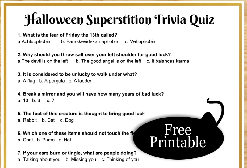 Free Halloween Trivia Printables 2022 Get Halloween 2022 Update