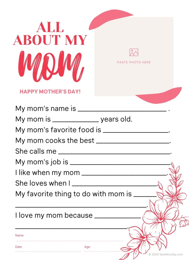Free Mother 39 s Day Questionnaire Printable Sew Woodsy