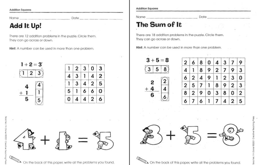 Free Printable Addition Squares Game Printable Calendars AT A GLANCE