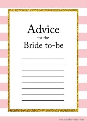 FREE Printable Advice For The Bride To Be Cards